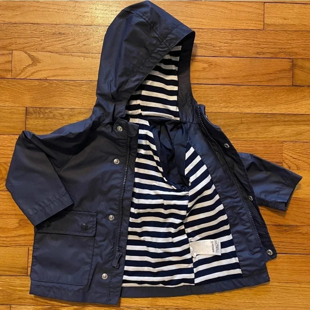 GAP | Jersey Lined Navy Blue Raincoat | 12-18 mo